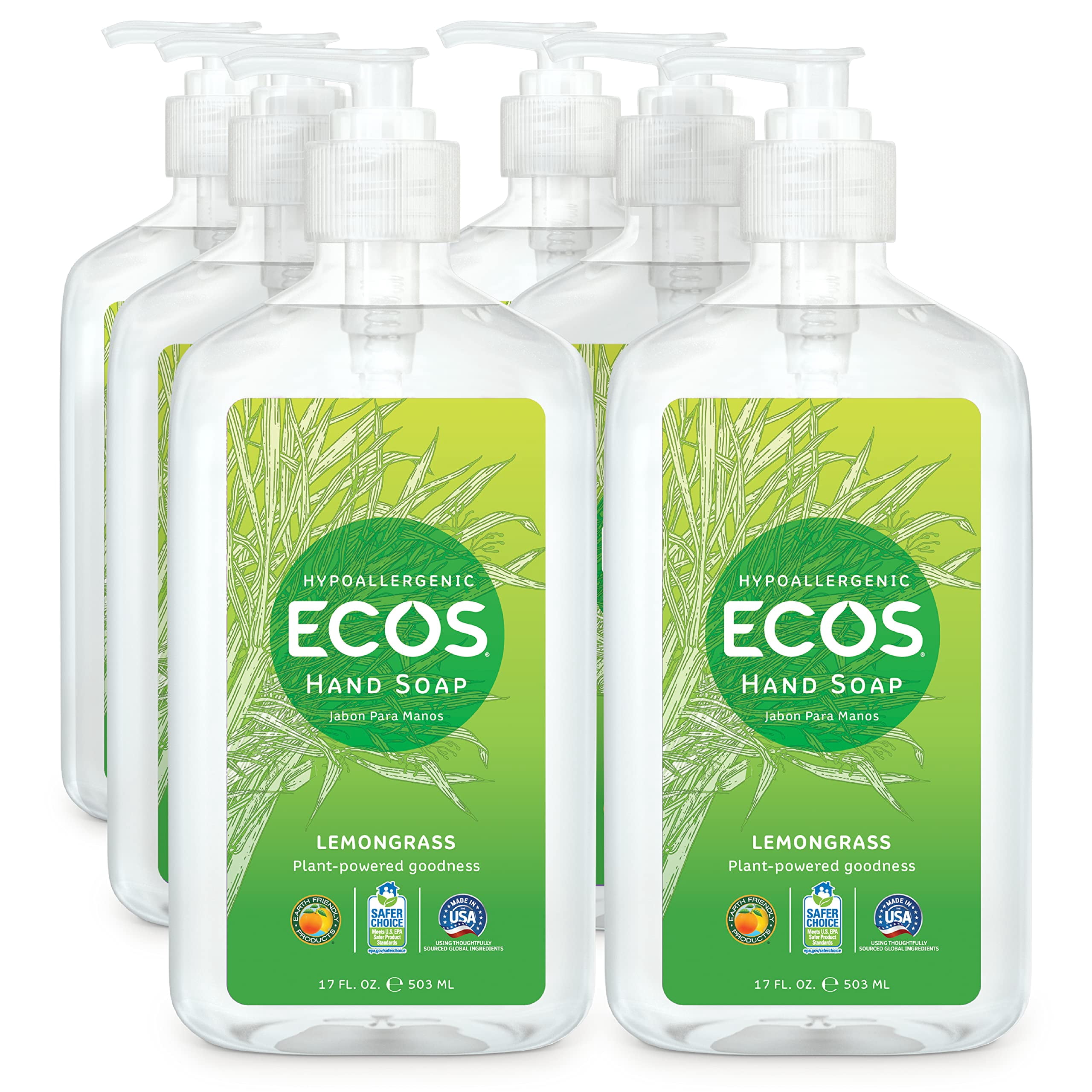 (Pack Of 6) ECOS Hand Soap Lemon Grass 17 Oz