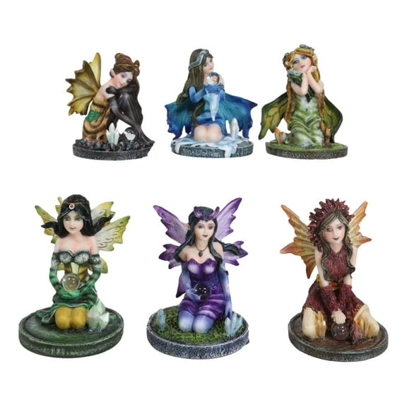Pack Of 6 Fantasy Pretty Fairy Garden In Their Whimsical Worlds Small Figurines