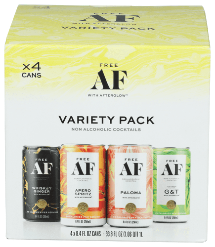 (Pack Of 6) Free Af Non-Alcoholic Mocktail Variety 4 Pack 33.6 Fo