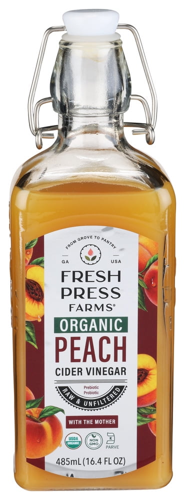 (Pack Of 6) Fresh Press Farms Vinegar Peach Cedar Organic 485 Ml