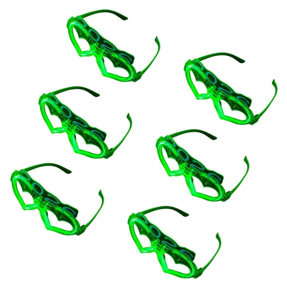 Pack Of 6 Friendly Light Up Glasses For Concerts Heart Design Safe Comfortable Plastic Frame Reusable