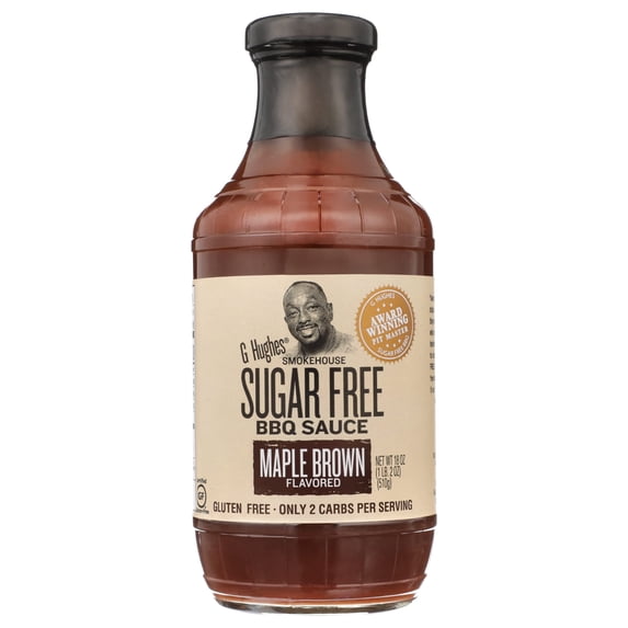 (Pack Of 6) G Hughes Sauce Bbq Sugar Free Maple Brown 18 Oz