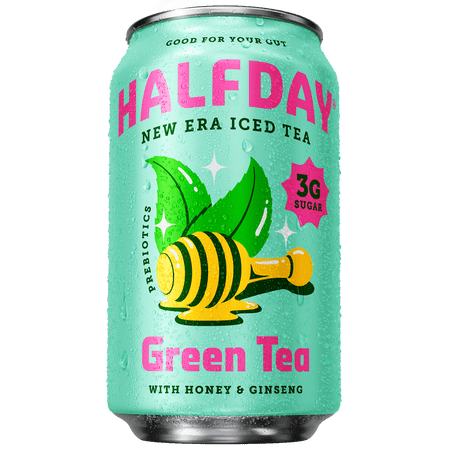 (Pack Of 6) Halfday Tea Iced Prebiotic Green Tea 4 Pack 48 Fo (24 Cans)