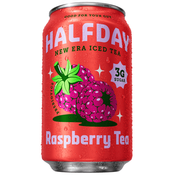 (Pack Of 6) Halfday Tea Iced Prebiotic Raspberry 4 Pack 48 Fo (24 Cans)