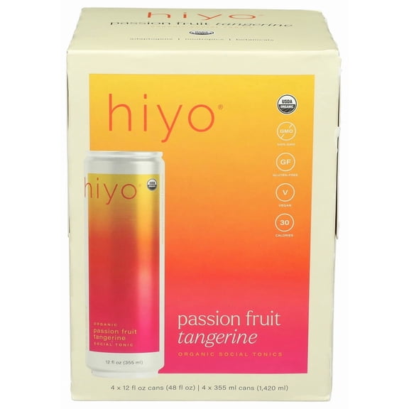 (Pack Of 6) Hiyo Non-Alcoholic Mocktail Passion Fruit Tangerine 4 Pack 48 Fo