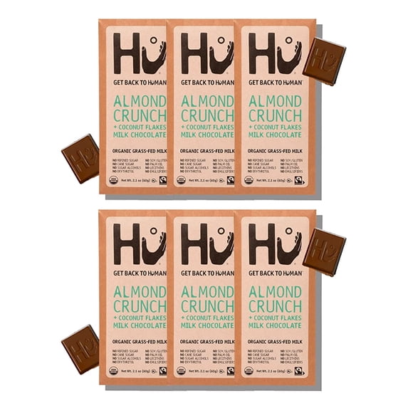 (Pack Of 6) Hu Bar Almond Crunch Coconut Flake 2.1 Oz