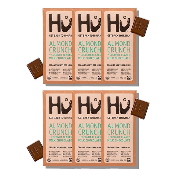(Pack Of 6) Hu Bar Almond Crunch Coconut Flake 2.1 Oz