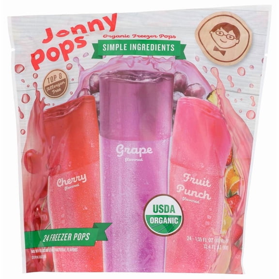 (Pack Of 6) JonnyPops Freezer Pops Variety Pack Cherry Grape Fruit Punch 32.4 Fl Oz