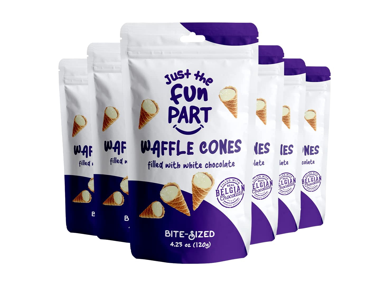 (Pack Of 6) Just The Fun Part Cones Mini Waffle White Chocolate 4.23 Oz