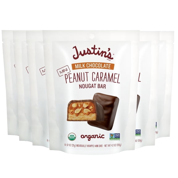 (Pack Of 6) Justins Bar Mini Milk Chocolate Peanut Caramel Nougat 4.2 Oz