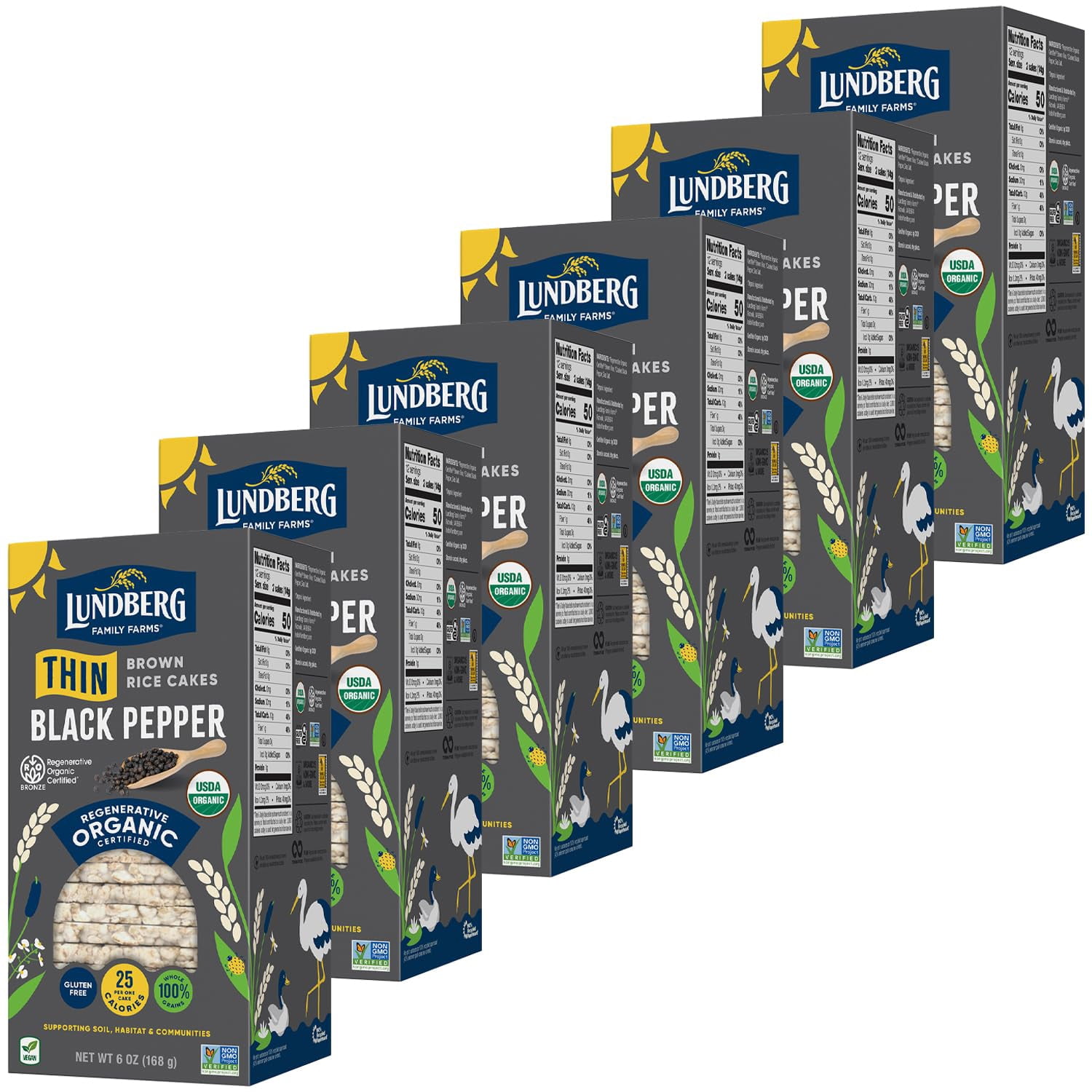 (Pack Of 6) Lundberg Cracked Black Pepper Thin Organic 6 Oz