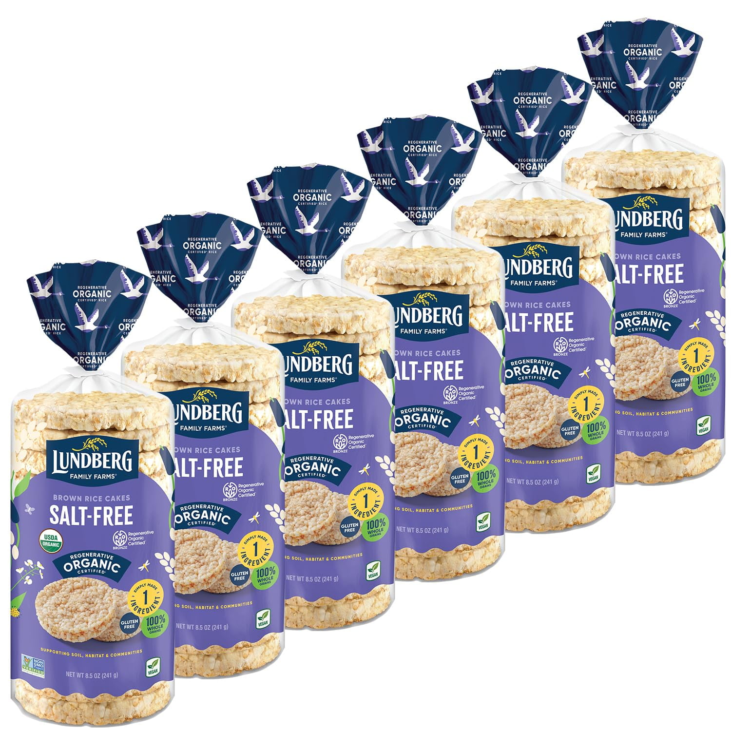 (Pack Of 6) Lundberg Rice Cake Brown Salt Free Organic 8.5 Oz