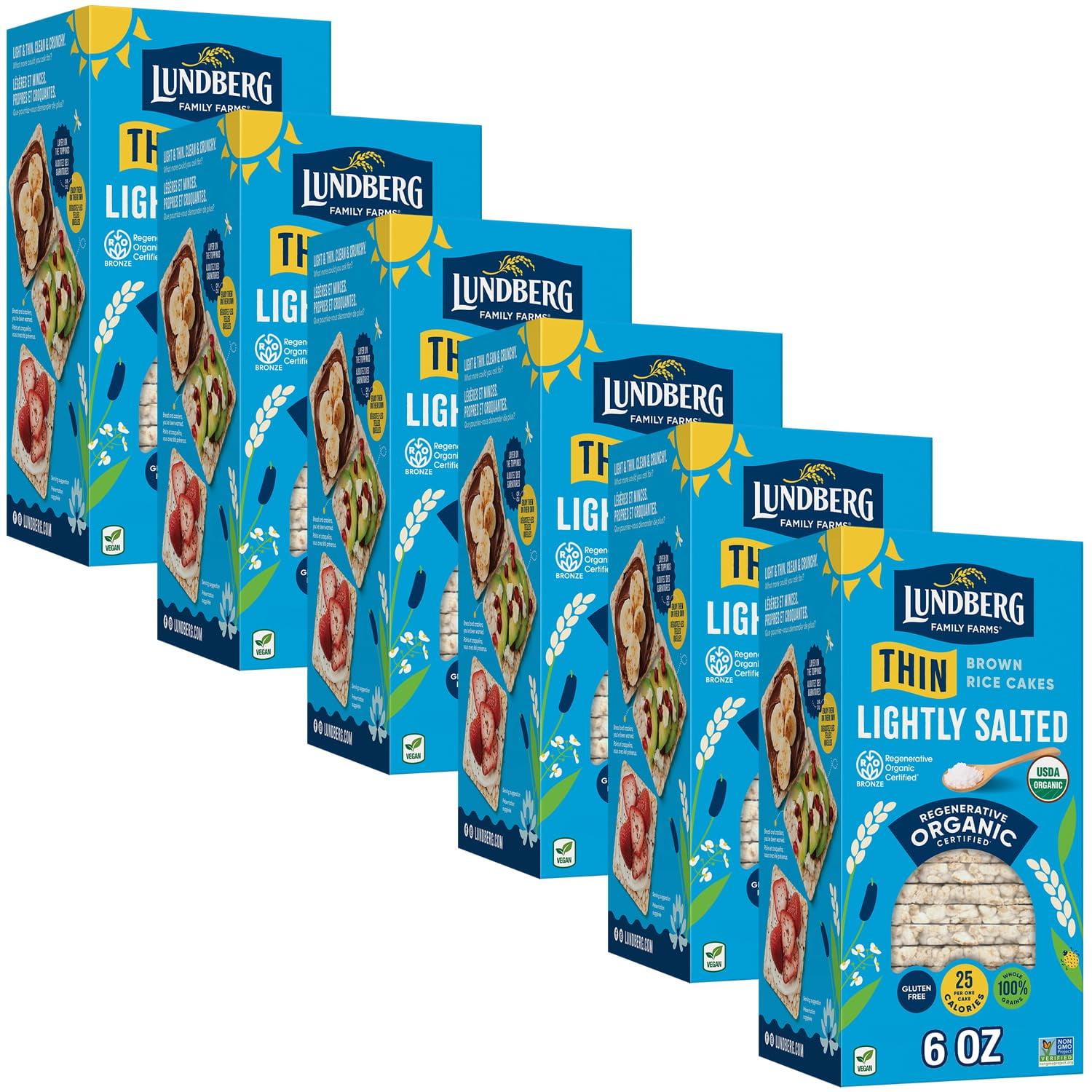 (Pack Of 6) Lundberg Thin Stackers Brown Rice Light Organic 6 Oz