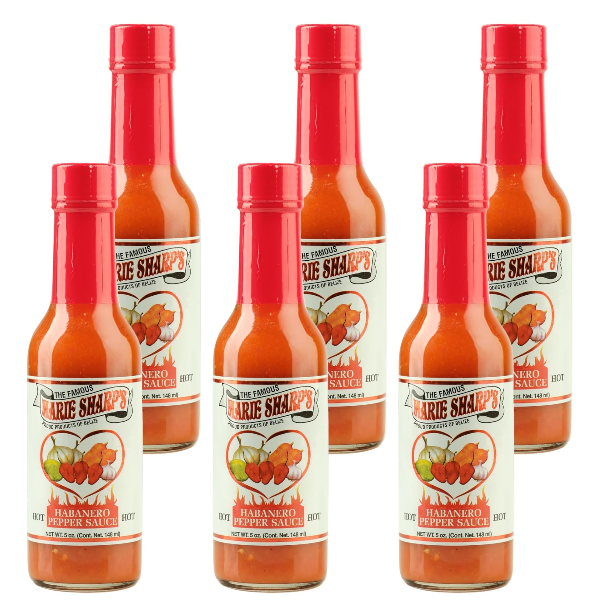 (Pack Of 6) Marie Sharp's Sauce Habanero Pepper Hot 5 Oz