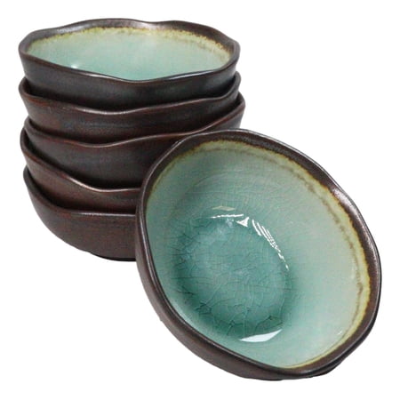 Pack Of 6 Midori Kannyu Green Porcelain Ceramic Small Shallow Bowls 7.5oz