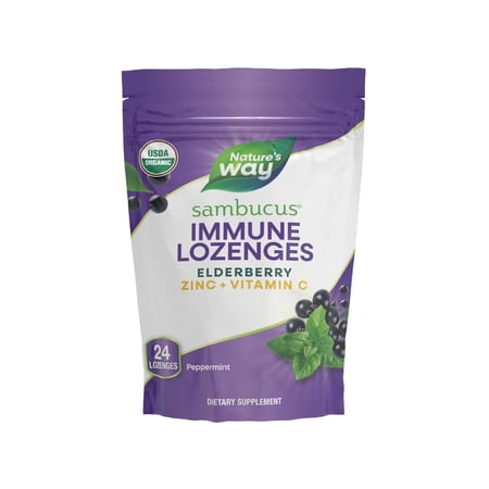 (Pack Of 6) Natures Way Sambucus Organic Zinc Lozenge 24 Pieces