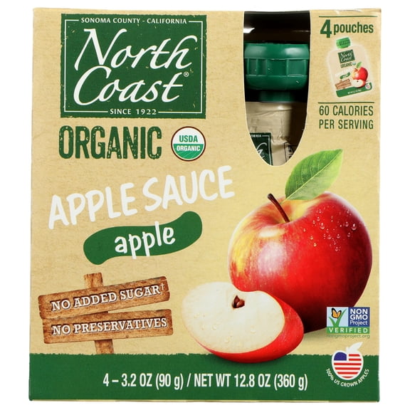 (Pack Of 6) North Coast Applesauce 4 Pack Peach Organic 12.8 Oz
