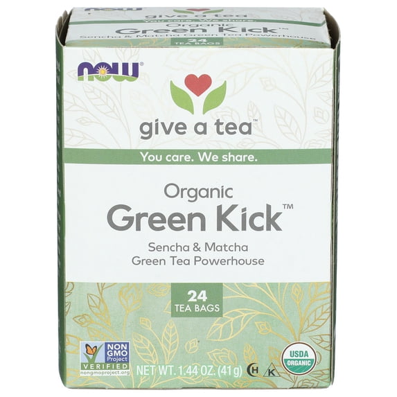 (Pack Of 6) Now Give A Tea Tea Green Kick Organic 24Bg 1.44 Oz