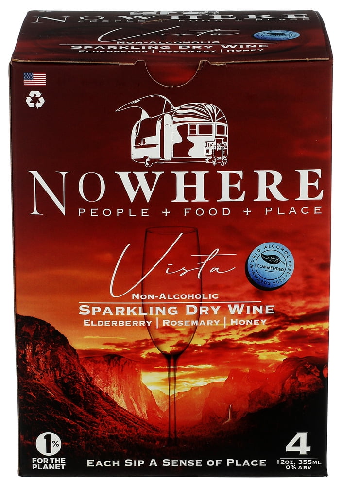 (Pack Of 6) Nowhere Non-Alcoholic Dry Wine Vista 4 Pack 48 Fo