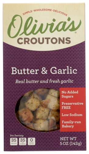 (Pack Of 6) Olivias Croutons Crouton Butter & Garlic 5 Oz