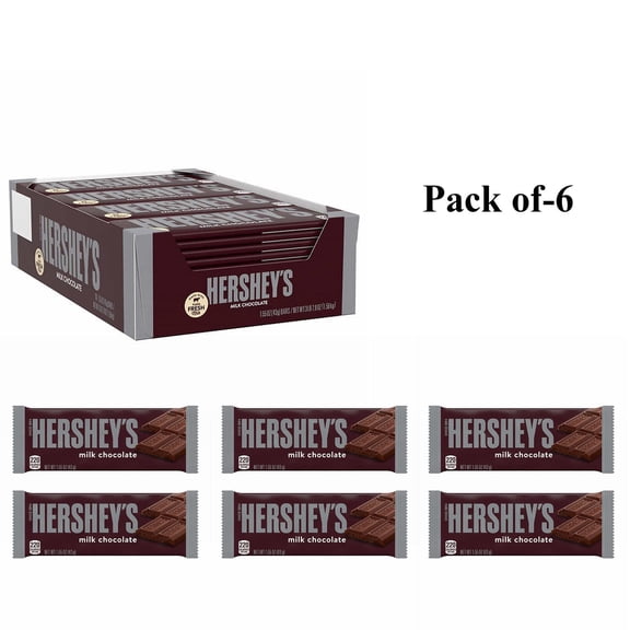 Pack Of 6 HERSHEY'S Milk Chocolate Candy Bars | 1.55 Oz Per Bar | Crown Craze