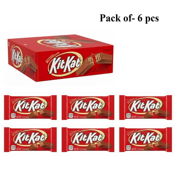 Pack Of 6 Pcs KitKat Crisp Wafers In Milk Chocolate Candy Bars | 1.5 Oz Per Bar | Crown Craze