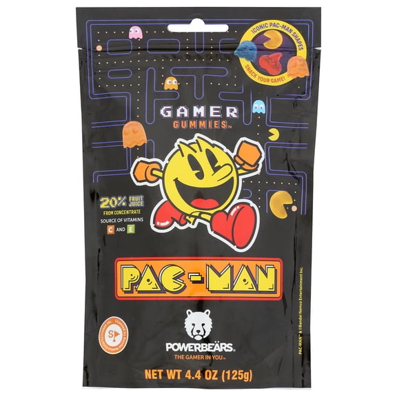 (Pack Of 6) Powerbears Gummies Pacman Gamer Bag 4.4 Oz
