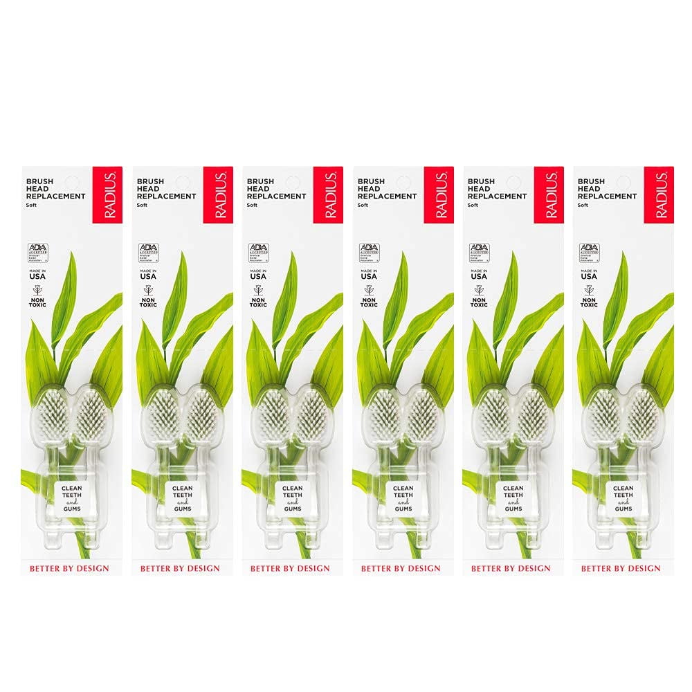 (Pack Of 6) Radius Toothbrush Head Replacement Soft 2P 1 Pieces