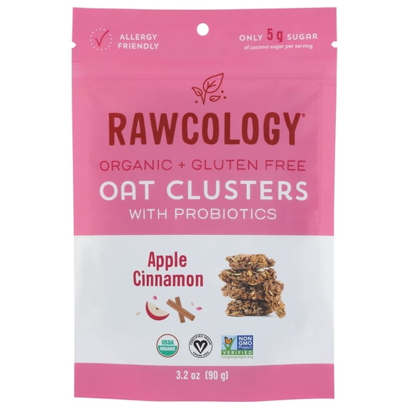 (Pack Of 6) Rawcology Oat Clusters Apple Cinnamon Organic 3.2 Oz