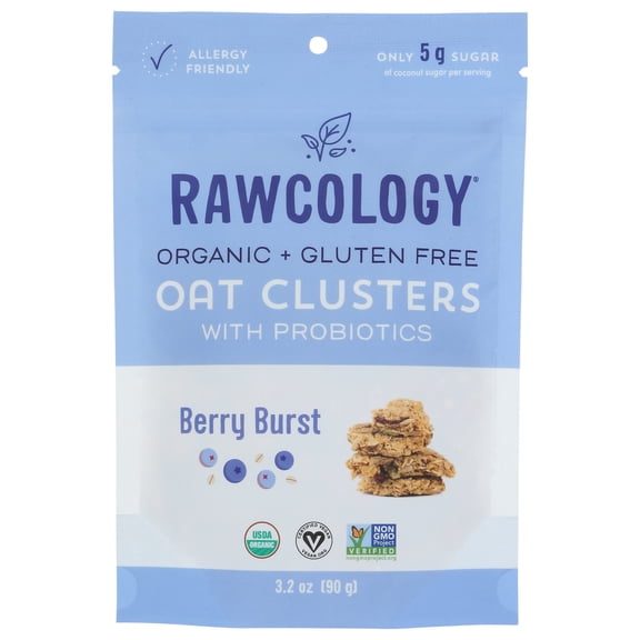 (Pack Of 6) Rawcology Oat Clusters Berry Blue Organic 3.2 Oz