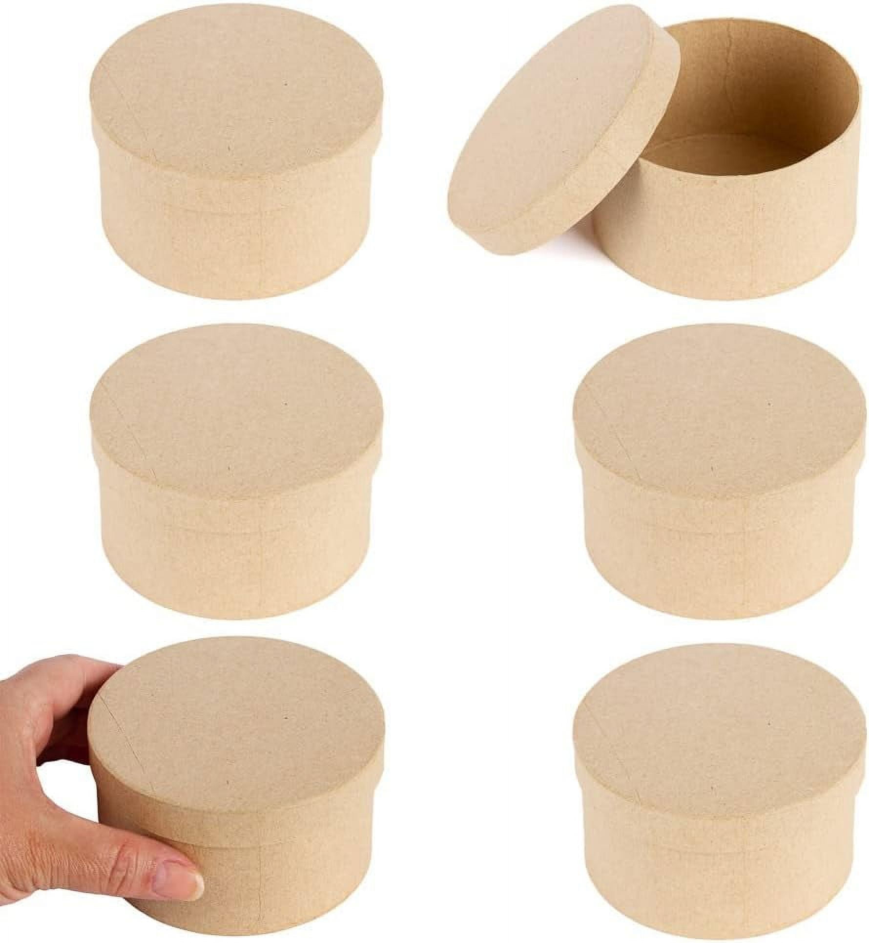 Pack Of 6 Round Paper Mache Boxes DIY Cardboard Circle Shape Small
