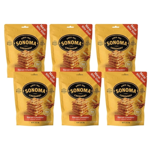 (Pack Of 6) Sonoma Creamery Crisp Cheese Bacon Cheddar 2.25 Oz