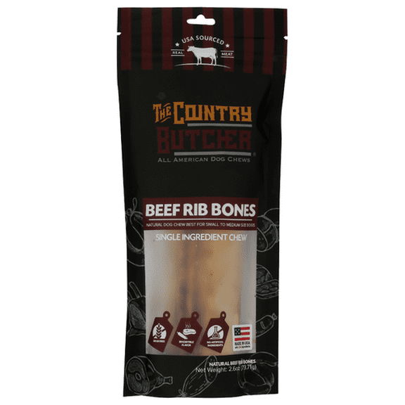 (Pack Of 6) The Country Butcher Dog Bone Rib Medium 2 Pieces