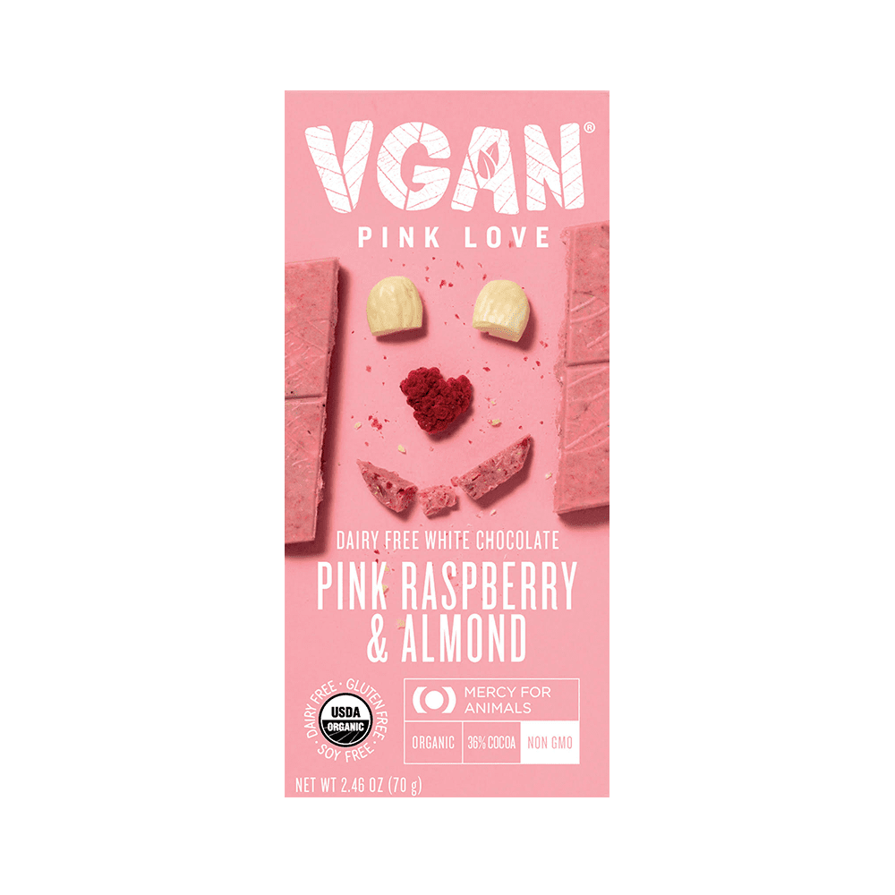 (Pack Of 6) VGAN Chocolate Bar White Raspberry Almond 2.46 Oz