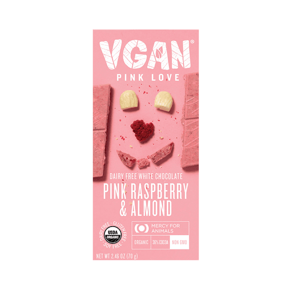 (Pack Of 6) VGAN Chocolate Bar White Raspberry Almond 2.46 Oz