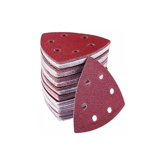 Pack Of 72 Delta Sanding Triangles - 6 Holes - 90 X 90 X 90 Mm - Grits 40/60/80/120/180/240 - Sanding Triangle For Sanding And Polishing