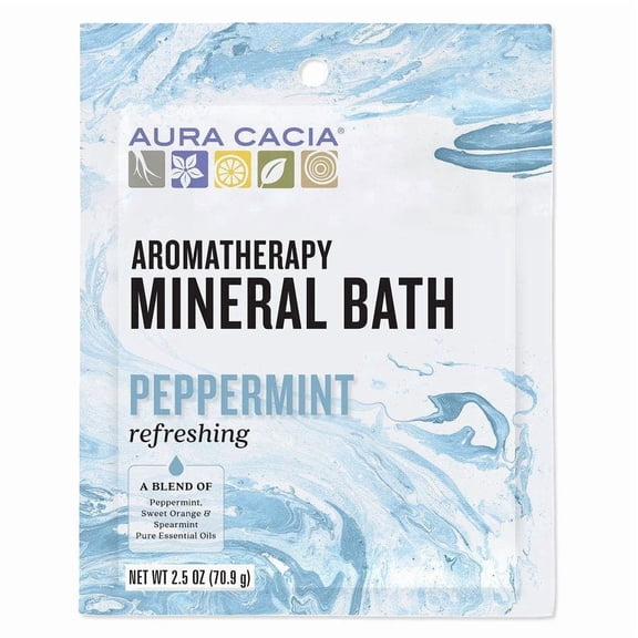 (Pack Of 8) Aura Cacia Bath Mineral Peppermint Refreshing 2.5 Oz