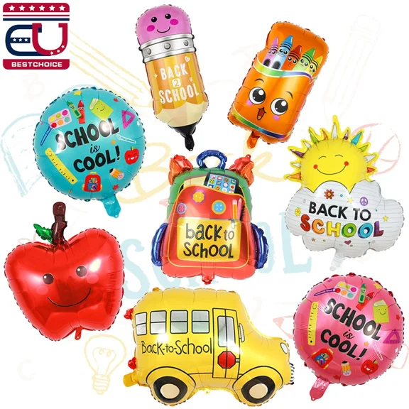 Pack Of 8 Back To School Balloons Mylar Helium For Party Decoration Supplies