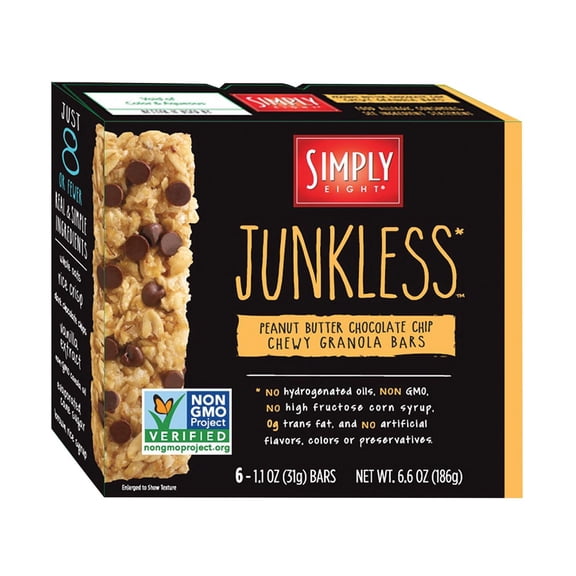 Simply 8 Granola Bars - Real Peanut Butterchocolate Chip Chewy - Case Of 8 - 6.6 Oz.