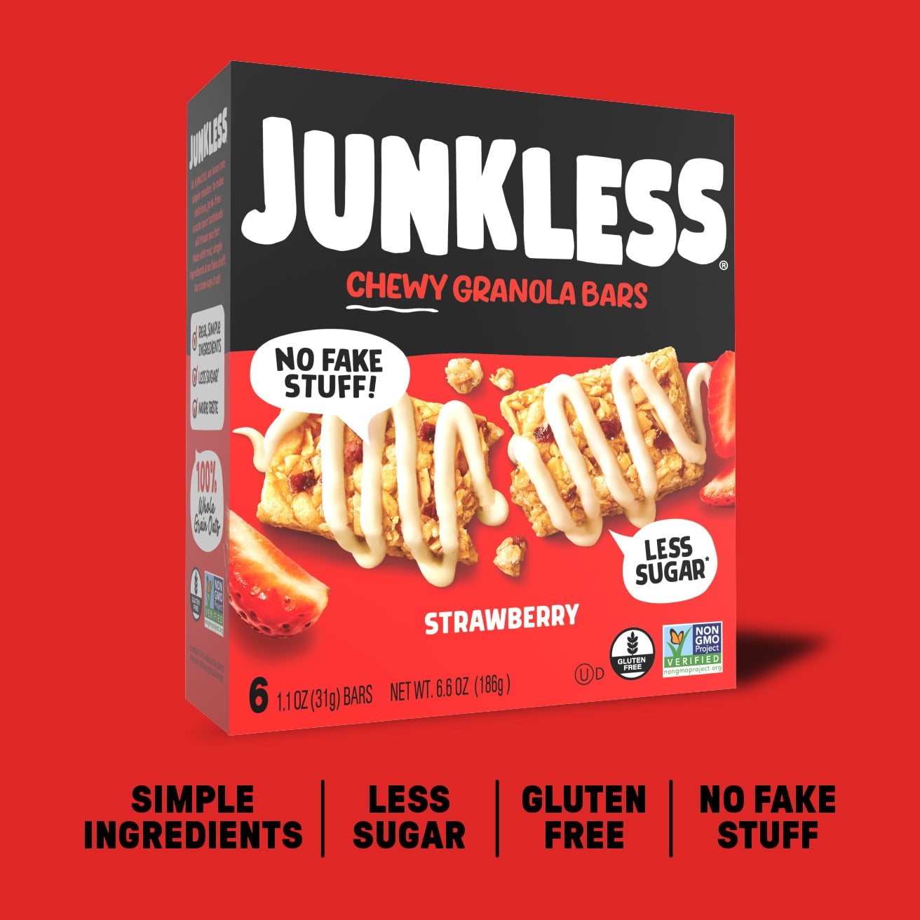 (Pack Of 8) Junkless Bar Granola Strawberries 6.6 Oz