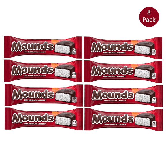 Pack Of 8 Mounds Dark Chocolate and Coconut Candy Bar | 1.75 OZ Per Bar | GOLDENROW