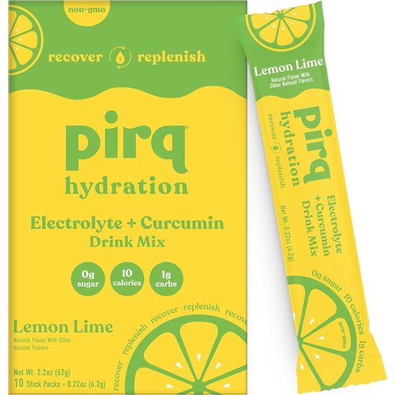(Pack Of 8) PIRQ Hydration Lemon Lime 10 Count 2.2 Oz