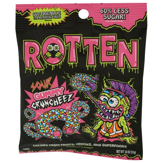 (Pack Of 8) Rotten Gummy Sour Conchz Single Serve 1.8 Oz