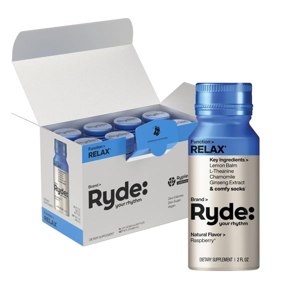 (Pack Of 8) Ryde Shot Relax Raspberry 2 Fl Oz