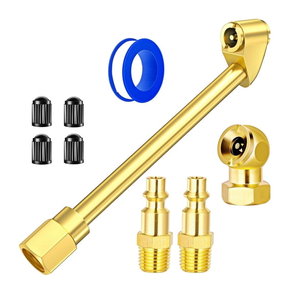 Pack Of 9 Brass 1/4NPT Male Thread Hose Tire Inflation Valves Fittings Couplings Air Chuck Connectors For Car Motorcycle