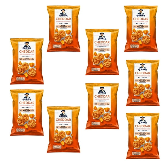 Pack Of 9 Quaker Rice Cheddar Cheese Crisps, Gluten Free, 0.67 Oz Per Pack