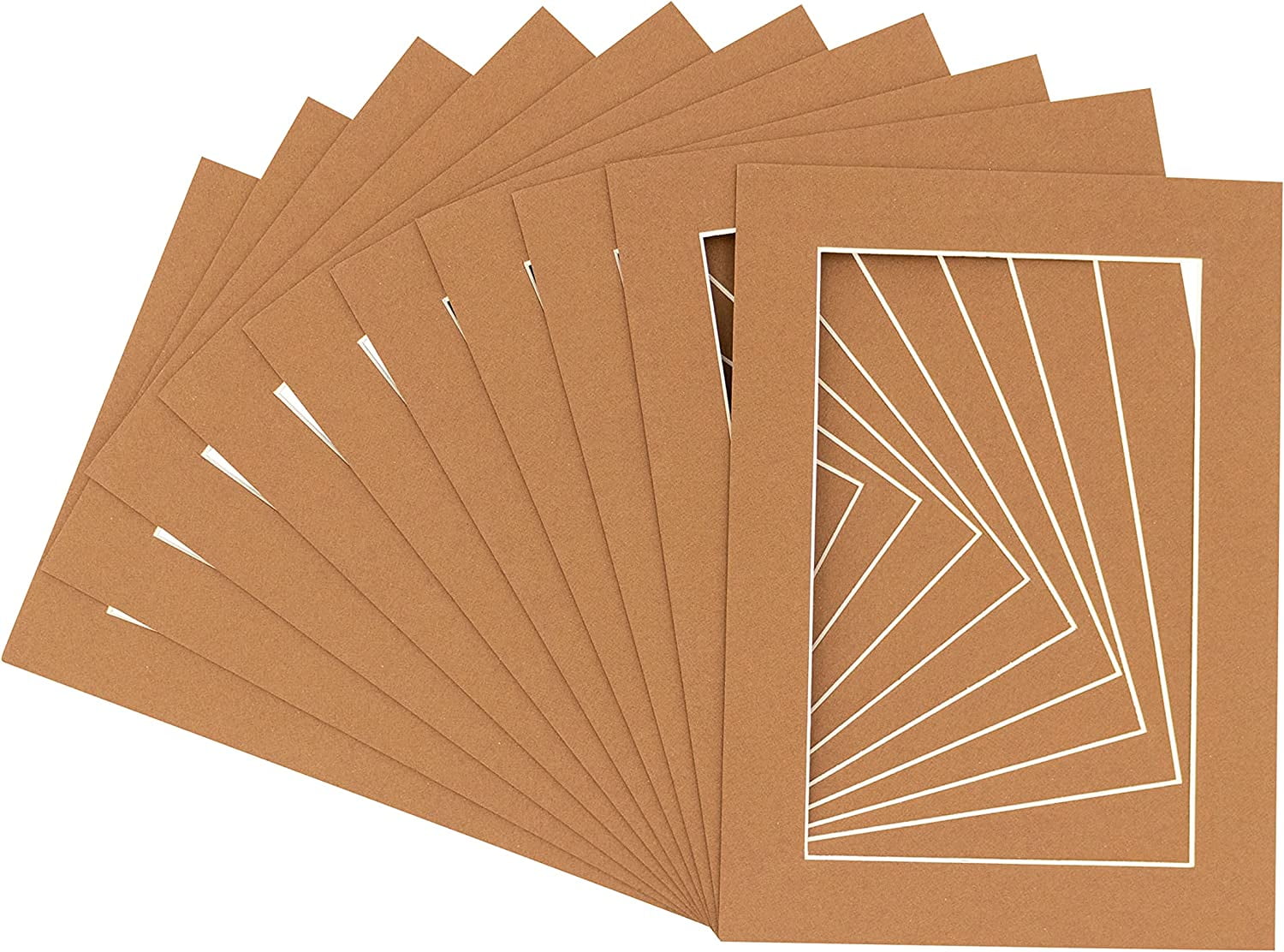 Pack Of TEN 30X40 Mats Bevel Cut For 28X38 Photos Acid Aged Oak Brown