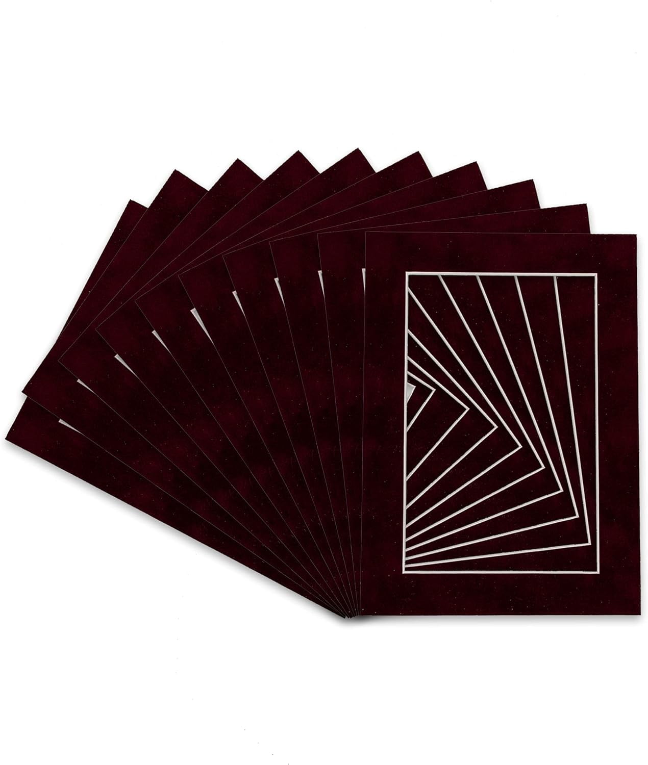 Pack Of TEN 7X11 Mats Bevel Cut For 5.5X8.5 Photos Acid Dark Red