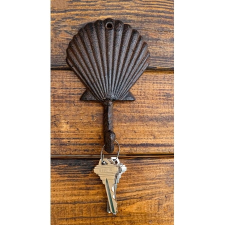 Pack Of Two Cast Iron Coastal Marine Ocean Scallop Shell Wall Coat Hook Hangers