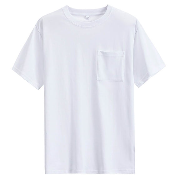 Pack Of White T Shirts for Men Man Shirt Mens Cotton Washed T Shirt Short Sleeve Pocket Basic Solid Color Short Sleeve T Shirt